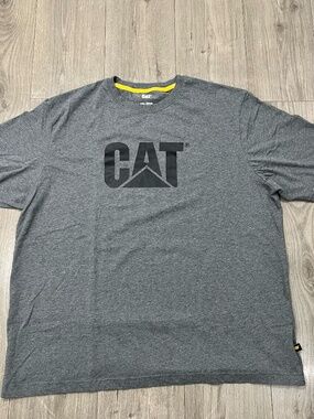 CAT Caterpillar Logo T-Shirt XXL Tall Gray Graphics Tee Workwear